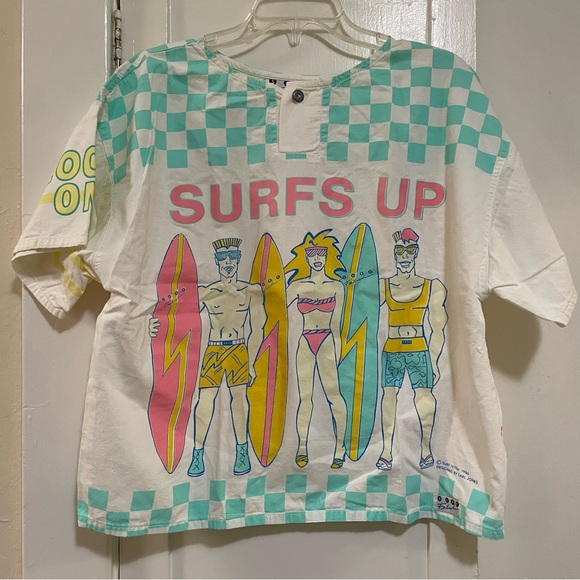 surf fettish Tops - Vintage Surf Fetish single stitch shirt surfboards checkered one size